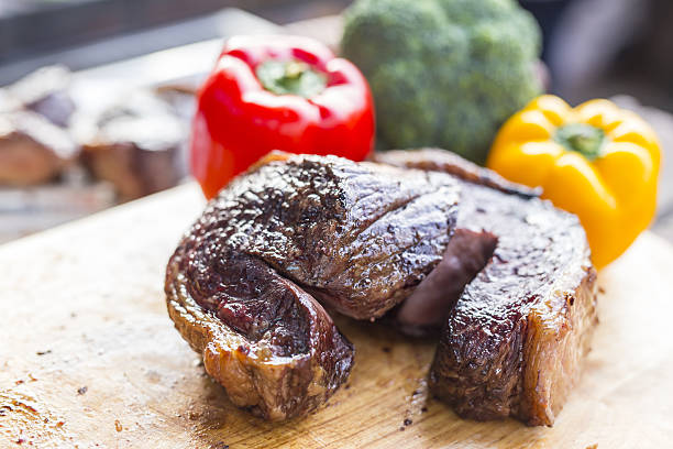 istock Fried beef on the cutting board with chili 611321240