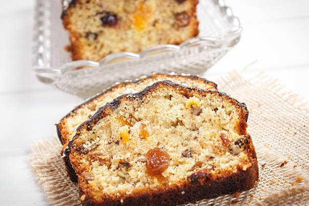 istock Fresh baked fruitcake on boards 611322772