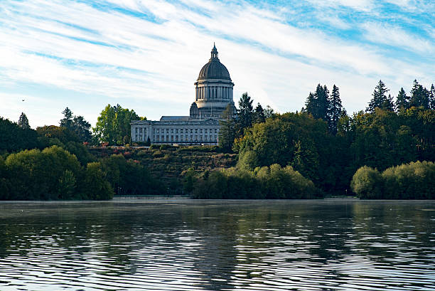 istock Olympia, Washington State Capitol Lake With Bird Flying 611326072