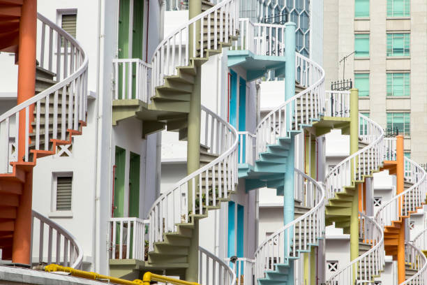 istock Colorful spiral staircase 611326860