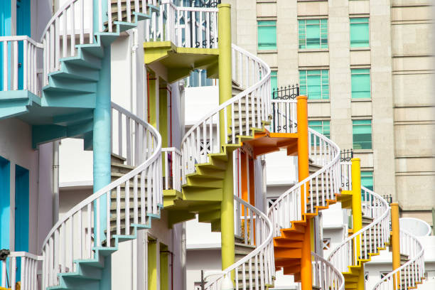 istock Colorful spiral staircase 611326904