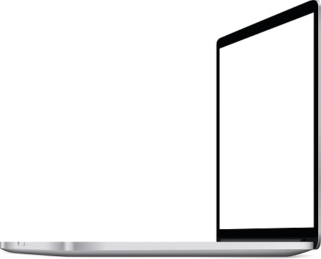 Mockup Laptop Computer Perspective View On White Background Vector ...