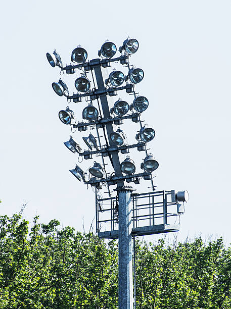 istock Stadium lighting scene, electrical equipment 611333118