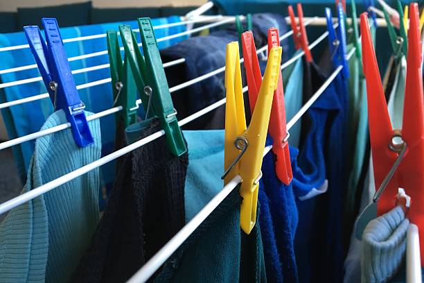 istock Close-Up Of Laundries Hanging On Clothesline 611482285