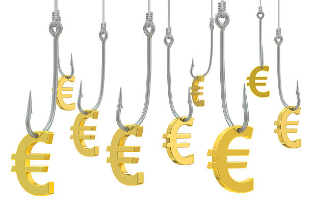 istock fishing hooks with symbol of euro, 3D rendering 611589832