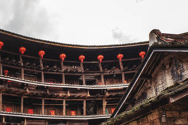 traditional hakka earthen houses - fujian province imagens e fotografias de stock