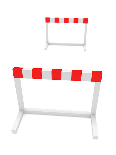 istock Two Hurdles, 3d illustration on a white background 611592998