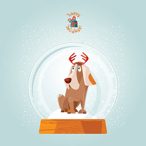 Christmas snow globe and dog. Christmas greeting card. Christmas snow globe and dog. Christmas greeting card. Vector illustration snow globe empty silhouette stock illustrations