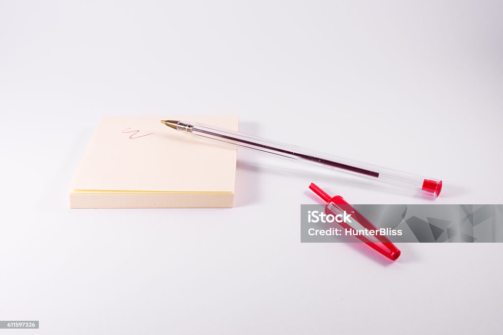 Red Ink Notes Red Pen Ink Writing Sticky Note Notepad Reminder Scribble White Stock ...