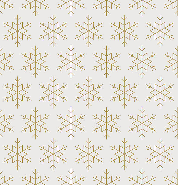 Snowflakes pattern seamless line art gold Snowflakes pattern seamless line art vector illustration winter cloth pictures stock illustrations