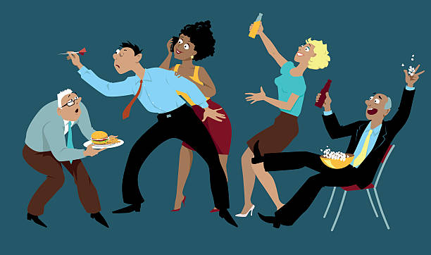 After-work party Diverse group of friends drinking and playing darts after work in a bar, EPS 8 vector illustration, no transparencies office parties stock illustrations
