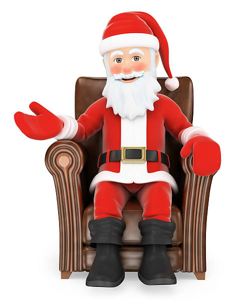istock 3D Santa Claus sitting on a leather sofa 611600576