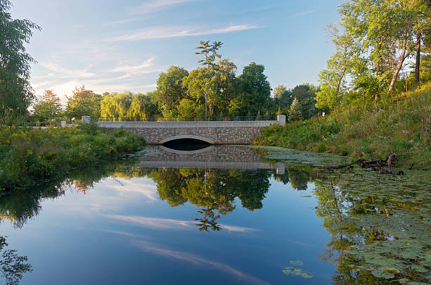 Normandale Lake Park and Bridge stock photo