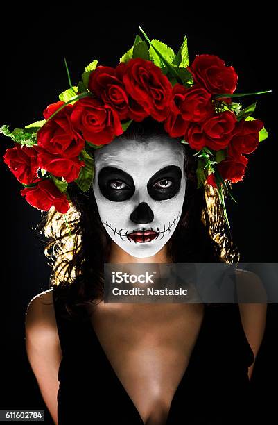 Sugar Skull Makeup Stock Photo - Download Image Now - Ceremonial Make-Up, Make-Up, Mexican Culture