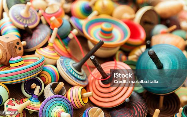 Spinning Tops Stock Photo - Download Image Now - Spinning Top, Toy, Wood - Material