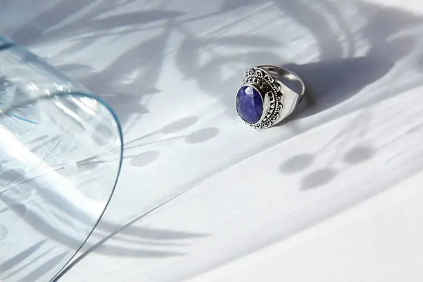 Silver ring Lapis with dark blue stone