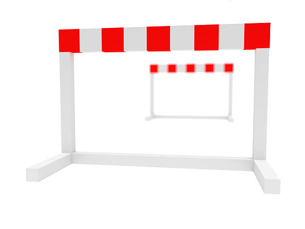 istock Two Hurdles, 3d illustration on a white background 611604872