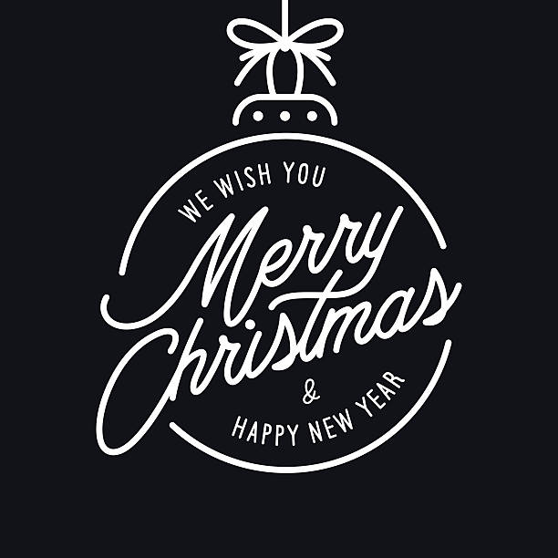 Merry Christmas and Happy New Year lettering template. Monochrome greeting Merry Christmas and Happy New Year lettering template. Monochrome greeting card or invitation. Winter holidays related typographic quote. Vector vintage illustration. duvet illustrations stock illustrations