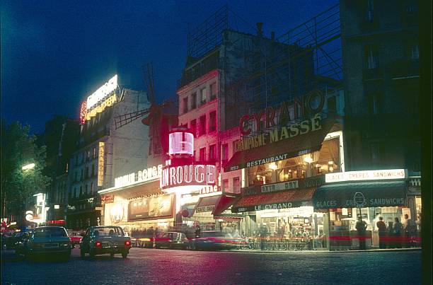 Paris, France, Europe, July 7, 1978. The well-known Variete Moulin Rouge on Boulevard de Clichy near Place Blanche.Das Moulin Rouge became famous for the drawings of the painter Toulouse Lautrec and the Dance called Cancan.