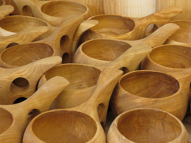 istock Wooden cups from Finland 611605102