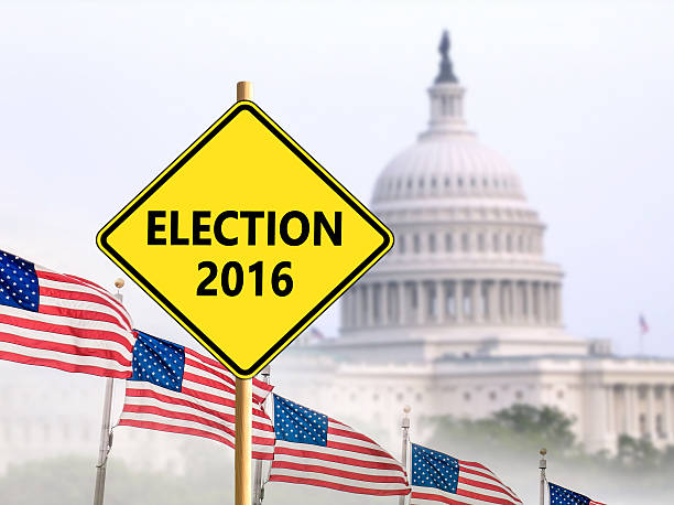 istock Election 2016 sign with Washington DC Capitol on background 611605600