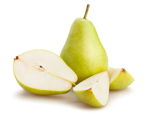 pears sliced pears isolated bartlett pear stock pictures, royalty-free photos & images
