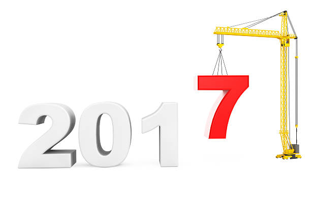 istock Build the Future Concept. Tower Crane with 2017 Year Sign. 611608070