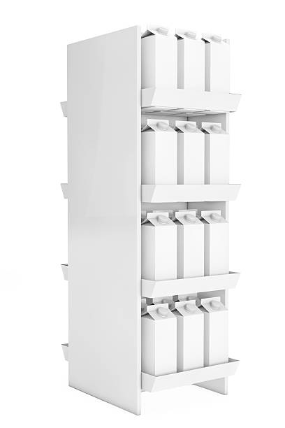 istock Blank Milk or Juice Carton Boxes in Store Shelf. 611608806
