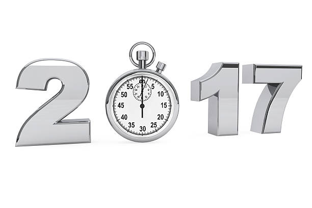 istock New year 2017 concept. 2017 steel sign with stopwatch. 611609498