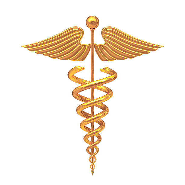 istock Gold Medical Caduceus Symbol. 3d Rendering 611610674