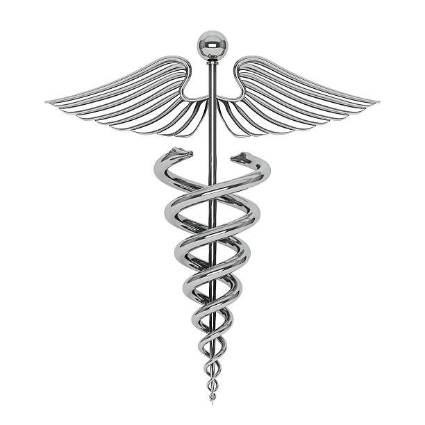 istock Silver Medical Caduceus Symbol. 3d Rendering 611610720