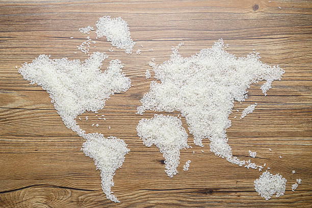 istock Map of the World made by rice 611611462