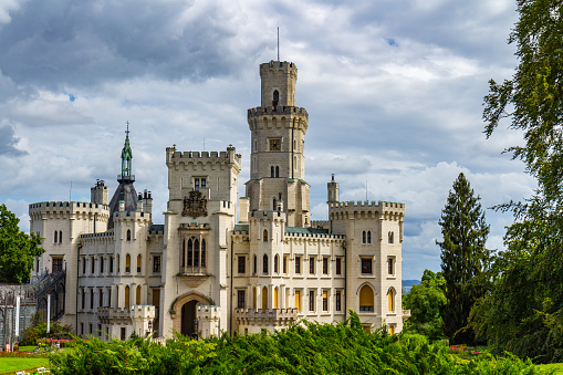 Hluboka nad Vltavou, Czech Republic - August 21, 2016: Castle Hluboka nad Vltavou is one of the most beautiful castles of the Czech Republic.