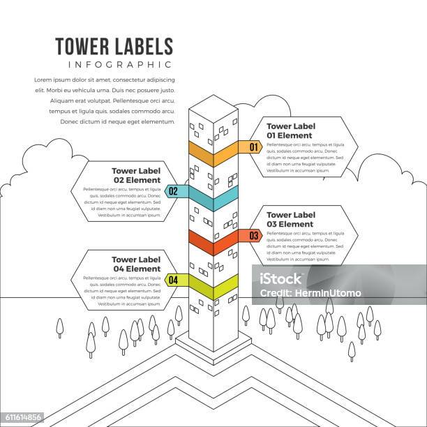 Tower Labels Infographic Stock Illustration - Download Image Now ...