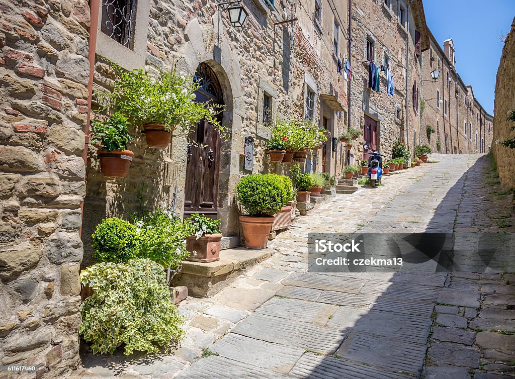 Beautiful street of Cortona, Tuscany Beautiful street of captivating Cortona town in Tuscany, Italy Cortona Stock Photo