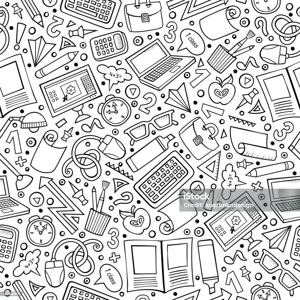 Cartoon School Seamless Pattern Stock Illustration - Download Image Now -  Pattern, Education, Doodle - iStock