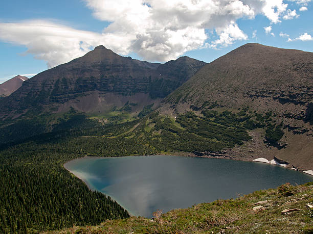 Mountains and Lake, Glacier National Park stock photo