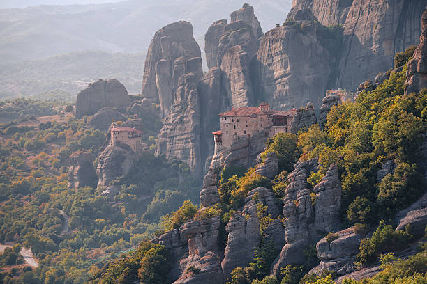 istock Rousanou and St. Nicholas Anapausas monasteries, Meteora, Greece 611622772