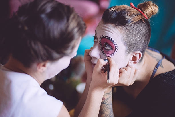 istock Drawing Traditional Mexican Mask for Helloween 611625784