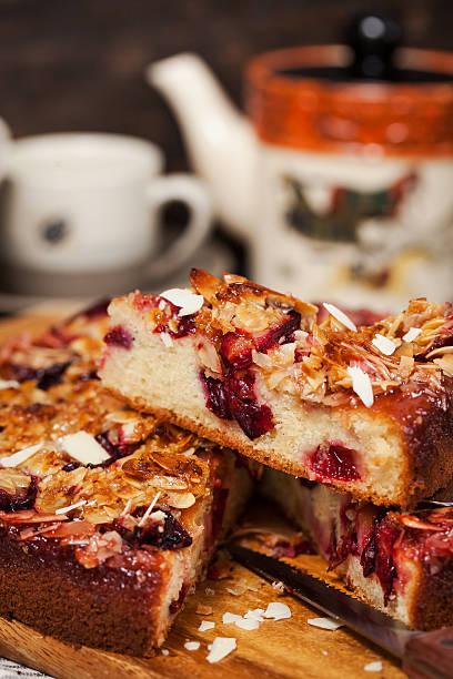 istock Delicious homemade crumble plum cake 611627122