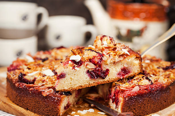 istock Delicious homemade crumble plum cake 611627166