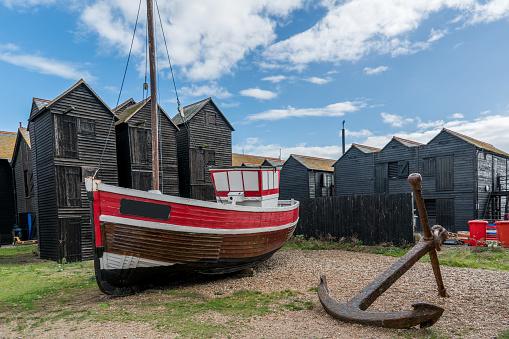 A fishing boat at Hastings, East Sussex, UK