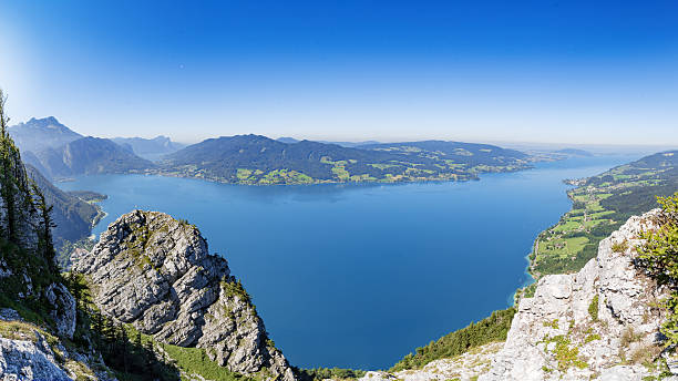 Fantastic view over the Attersee seen from Schoberstein (1037m)