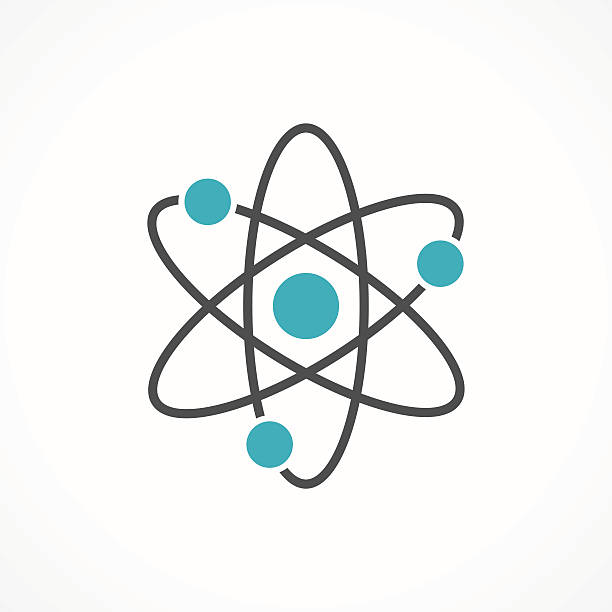 vektoratom-symbol isoliert auf weißem hintergrund - physics atom electron chemistry stock-grafiken, -clipart, -cartoons und -symbole