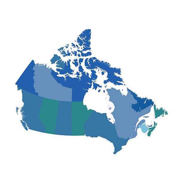 ilustrações de stock, clip art, desenhos animados e ícones de canada political vector map - alberta flag canada province