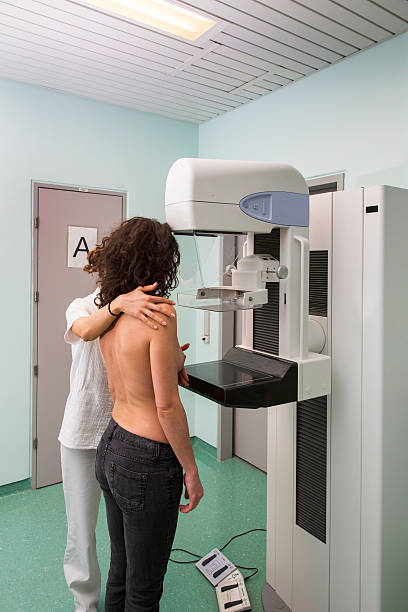 istock Nurse with young women having a mammography 611630754