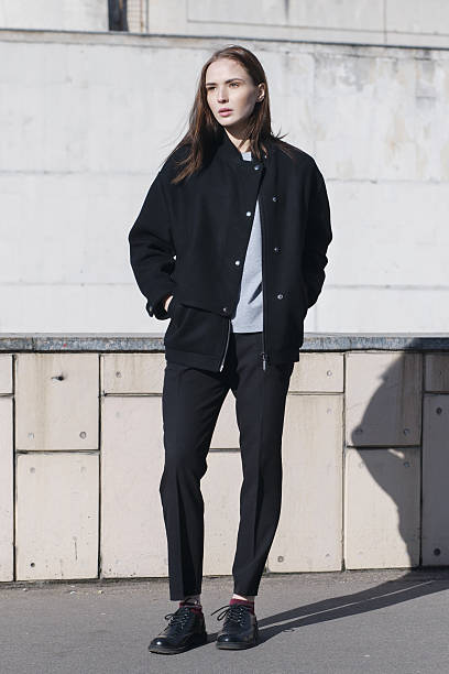young stylish female on street