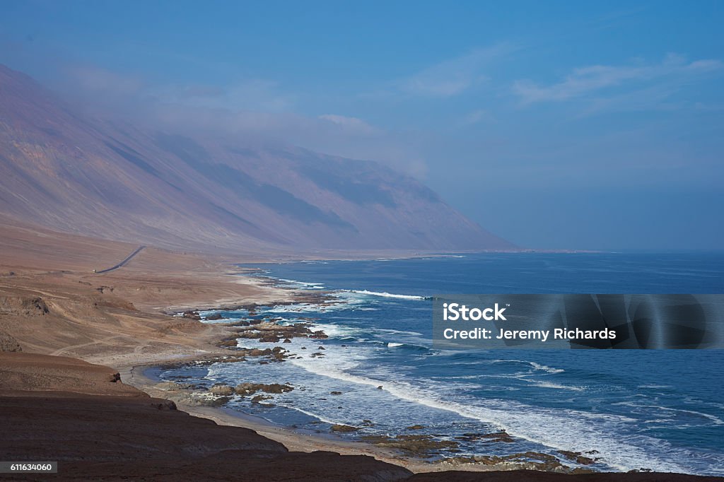 Atacama meets Pacific Coast of northern Chile where the Atacama Desert meets the Pacific Ocean. Antofagasta Region Stock Photo