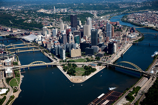 Aerial photograph of Pittsburgh PA skyline