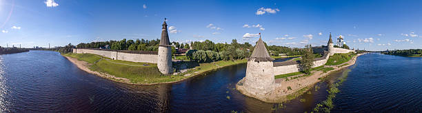 istock Pskov Kremlin aerial view at summer time 611635202